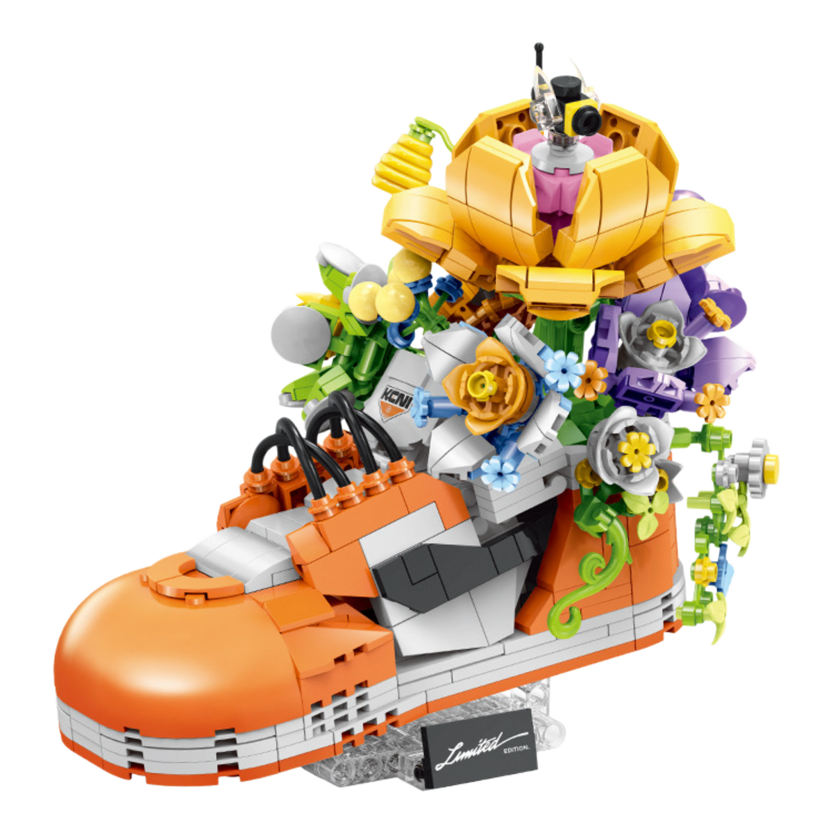 Brick MOC Blossom Craft Orange Floral Sneaker | 786 pieces - Brick Car Merchant