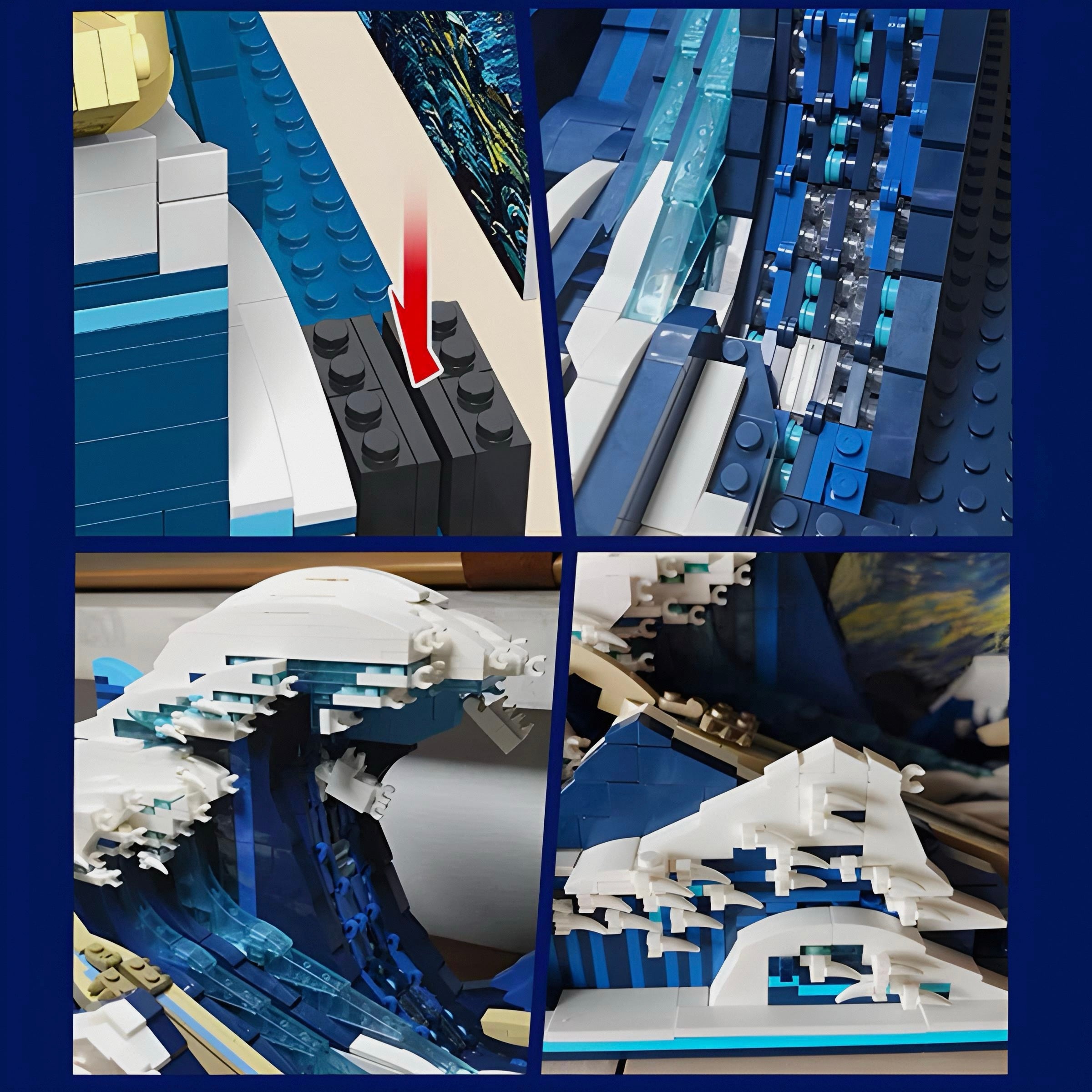 Brick MOC The Great Wave Of Kanawaga | 1832pcs - Brick Car Merchant