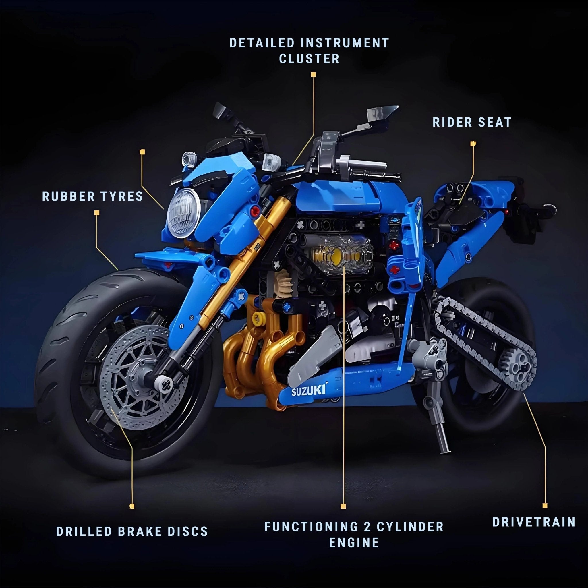 Brick MOC 1000cc Naked Street Bike | 1016pcs - Brick Car Merchant