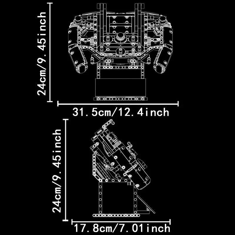 Brick MOC 1:1 Formula Racing Steering Wheel | 849pcs - Brick Car Merchant