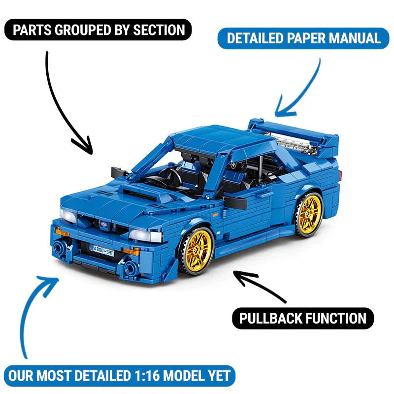 Brick MOC 1998 WRX STI Rally Turbo Coupe | 896pcs - Brick Car Merchant