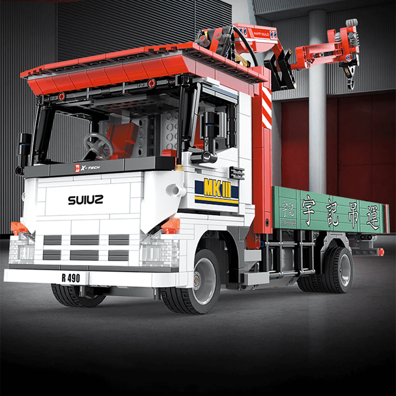 LEGO MOC Truck With Crane Remote Control | 1476pcs - Brick Car Merchant