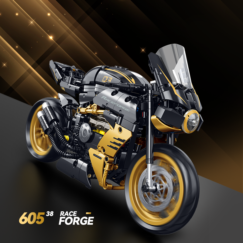 Brick MOC 1:8 MV Agusta Superveloce Black Gold | 506pcs - Brick Car Merchant