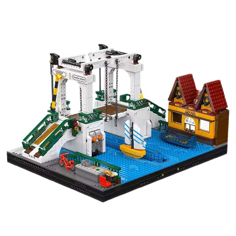 Brick MOC Motorized Nordic Drawbridge | 2065pcs - Brick Car Merchant