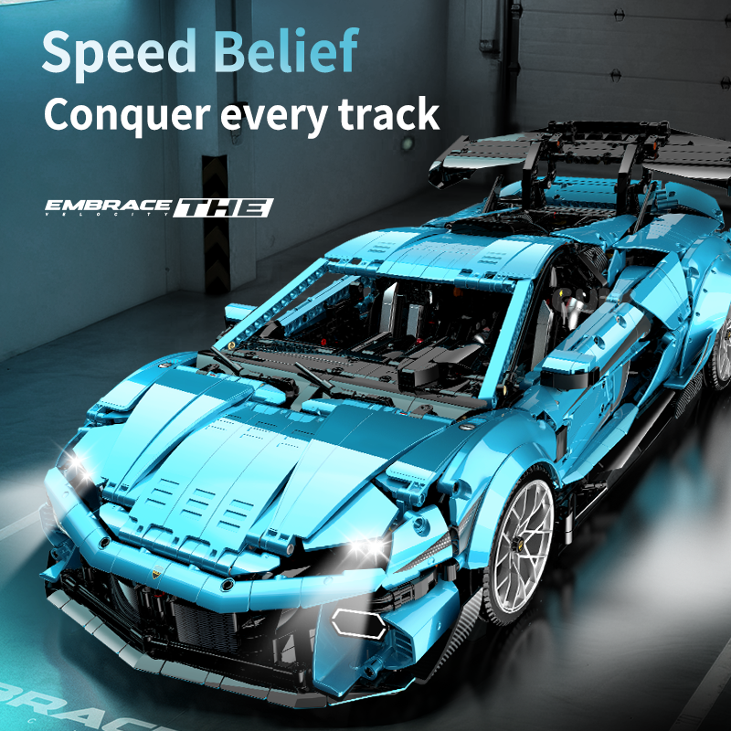 Brick MOC Lamborghini "Azure Pulse" Temerario Inspired | 3601 pieces - Brick Car Merchant