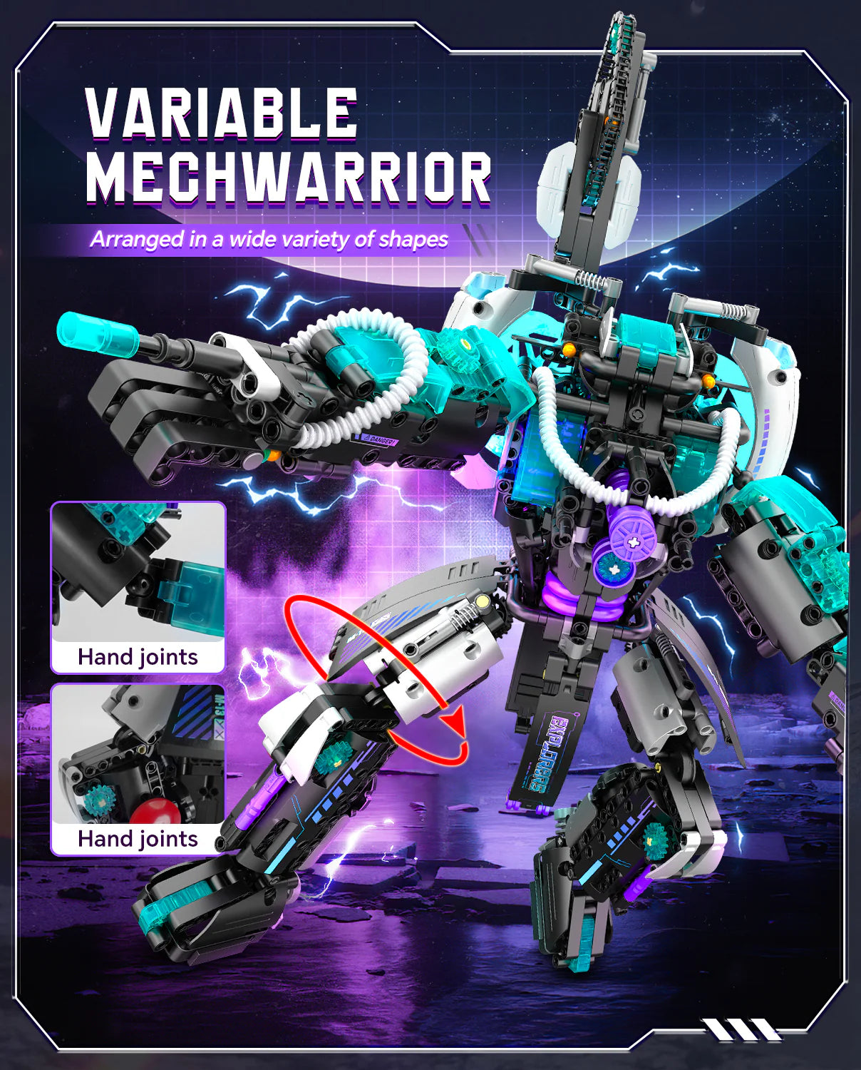 Brick MOC 2 in 1 Transforming Electric Space Gun and Robot Building Toy, Futuristic Mechanical Interactions and Lighting Effects | 3037 pcs 2-in-1 Robot & Space Gun MOC Kit | 3037pcs - Brick Car Merchant