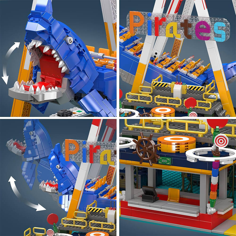 Brick MOC Motorized Shark Swing Ride | 1921pcs - Brick Car Merchant