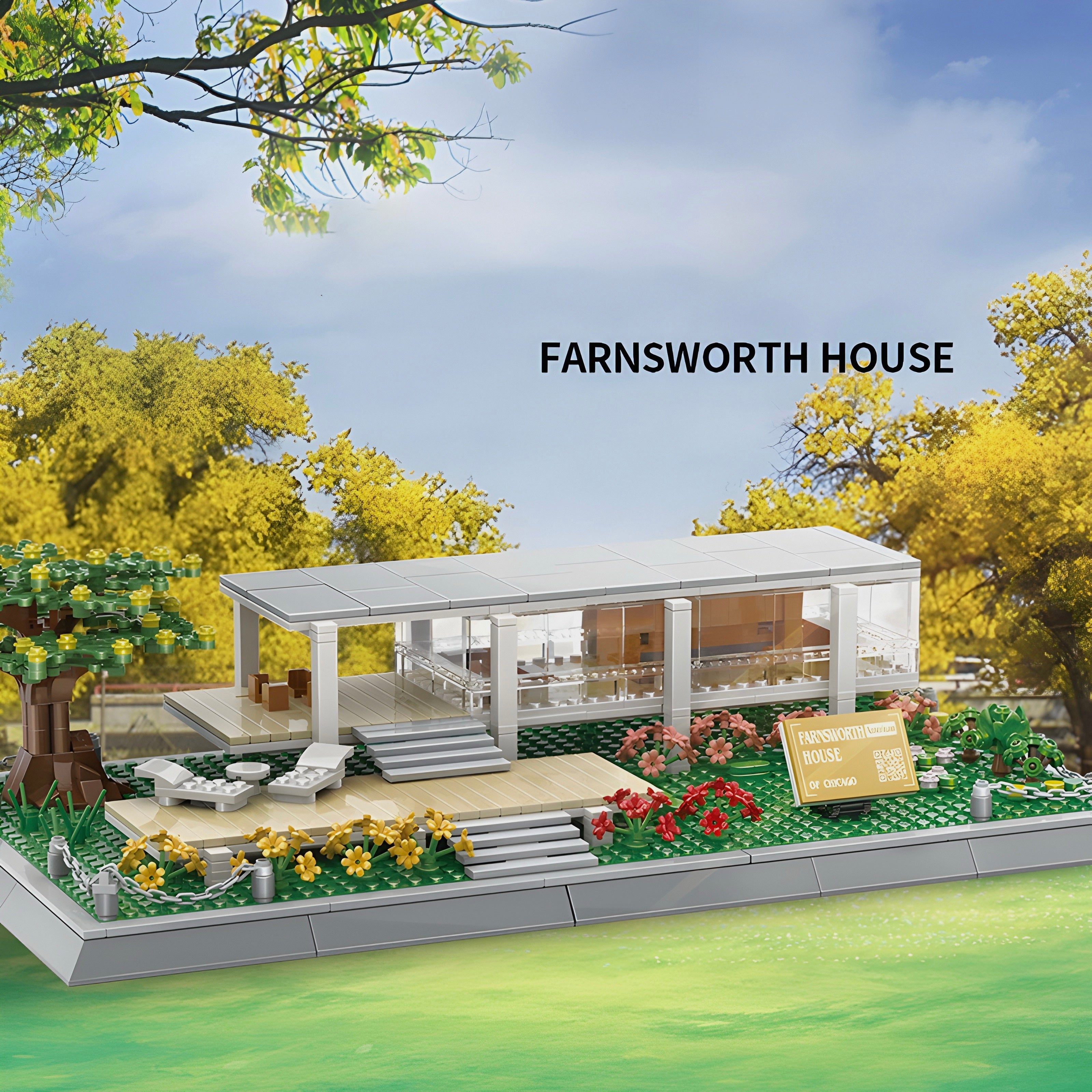 Brick MOC Farnsworth House | 664pcs - Brick Car Merchant