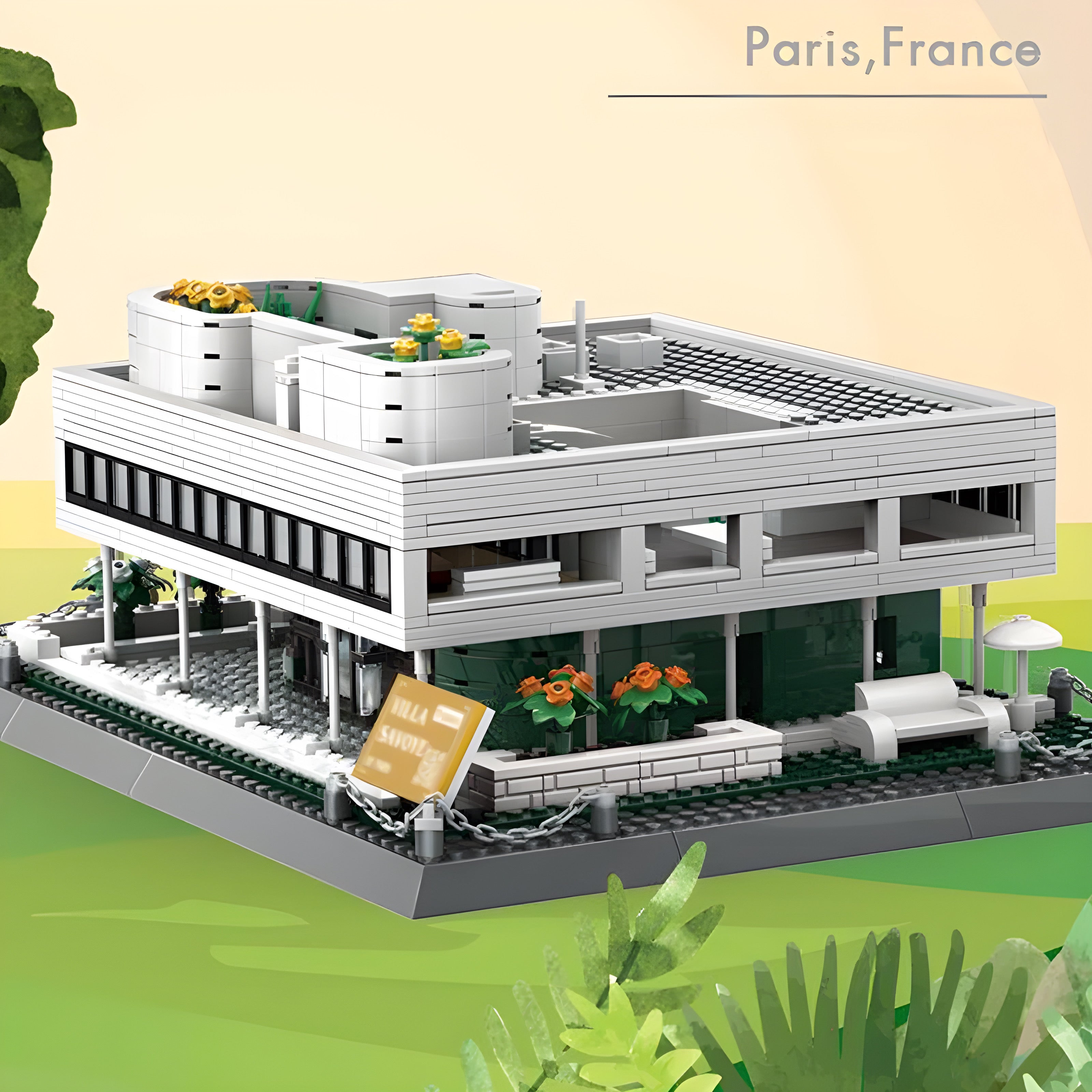 Brick MOC Villa Savoye, Paris | 1225pcs - Brick Car Merchant
