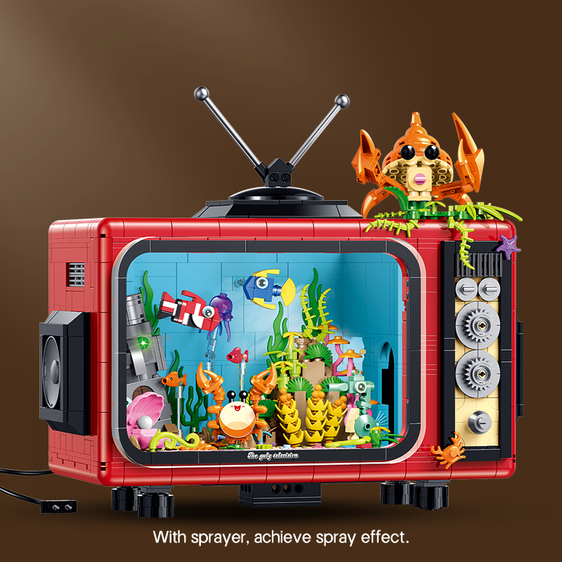 Brick MOC Retro Reef Aquarium Television | 1718 pieces - Brick Car Merchant