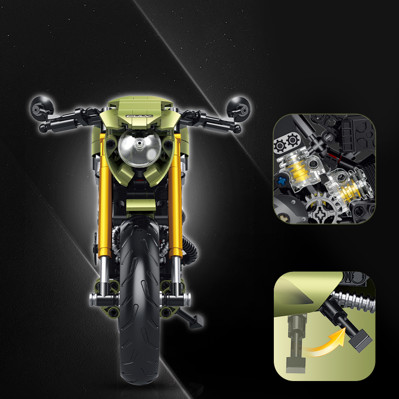 Brick MOC 1:8 Ducati 848 Custom Cafe Racer | 533pcs - Brick Car Merchant