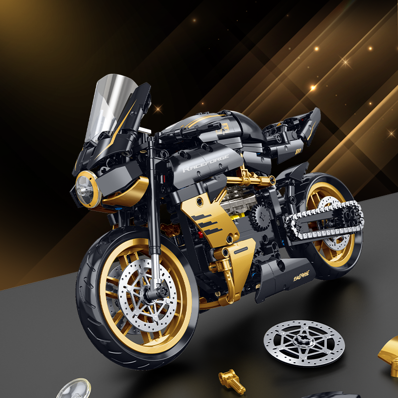 Brick MOC 1:8 MV Agusta Superveloce Black Gold | 506pcs - Brick Car Merchant