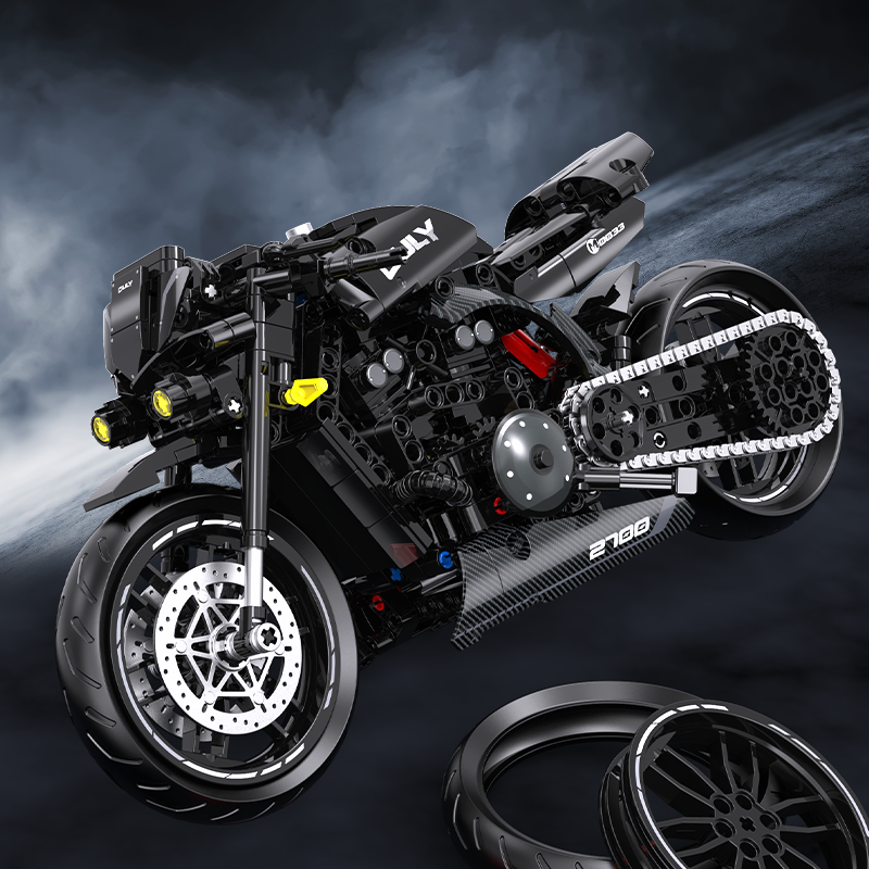 Brick MOC 1:8 Yamaha VMAX Custom Muscle Bike | 538pcs - Brick Car Merchant
