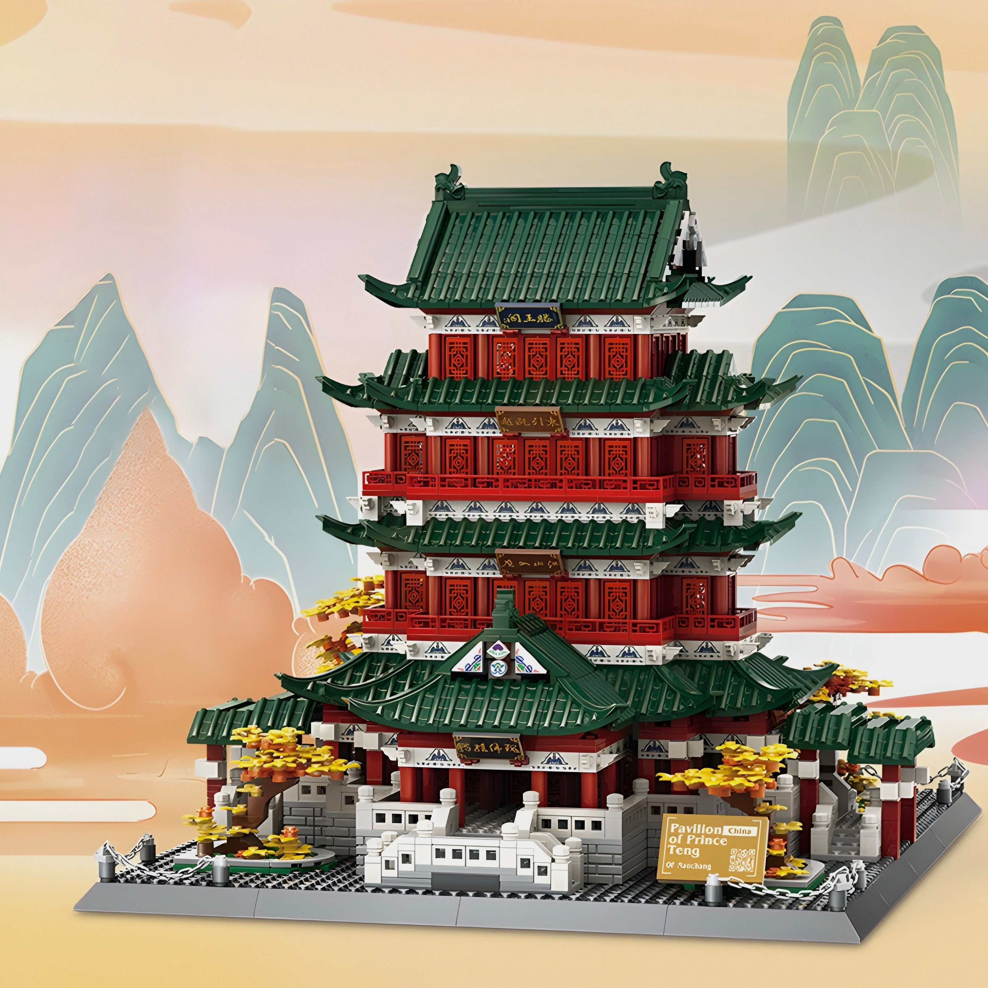 Brick MOC Pavilion of Prince Teng | 2802pcs - Brick Car Merchant