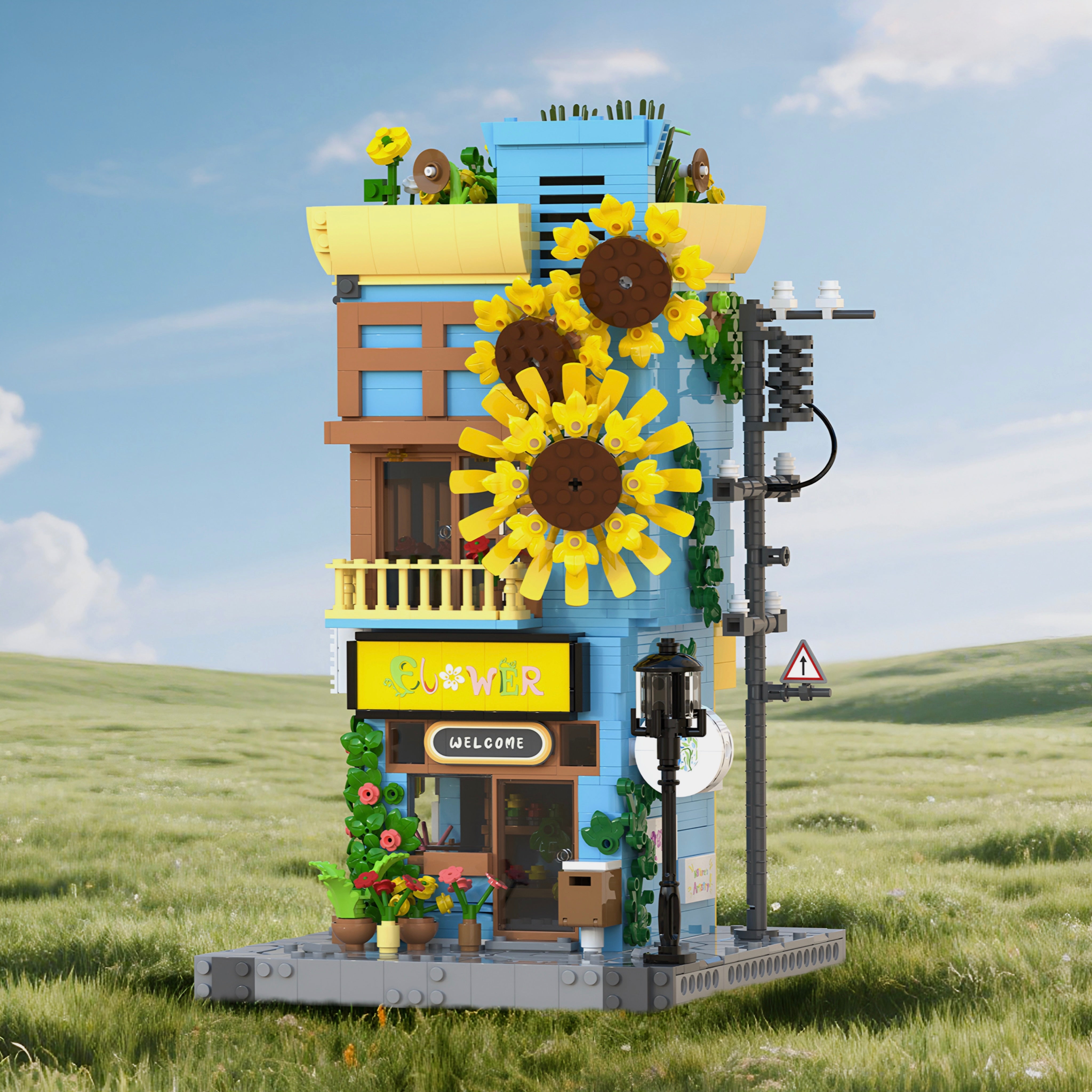 Brick MOC The Sunflower House | 1582pcs - Brick Car Merchant