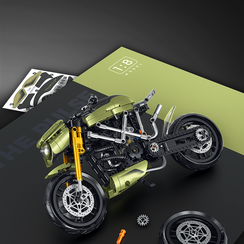 Brick MOC 1:8 Ducati 848 Custom Cafe Racer | 533pcs - Brick Car Merchant