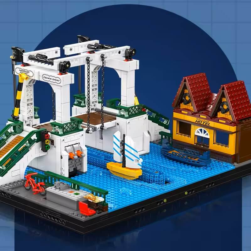 Brick MOC Motorized Nordic Drawbridge | 2065pcs - Brick Car Merchant