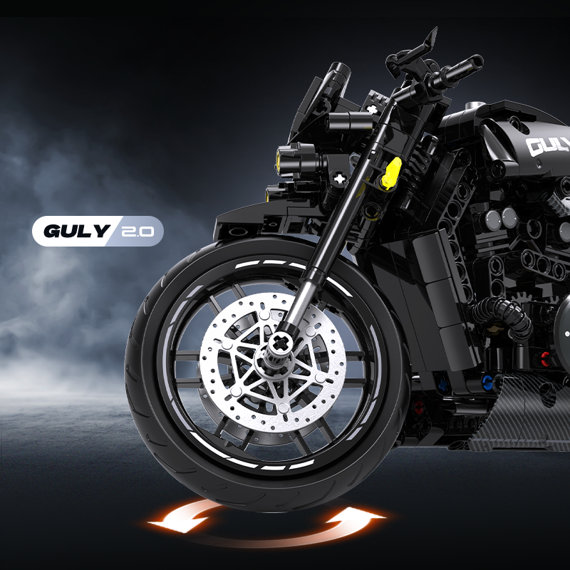 Brick MOC 1:8 Yamaha VMAX Custom Muscle Bike | 538pcs - Brick Car Merchant