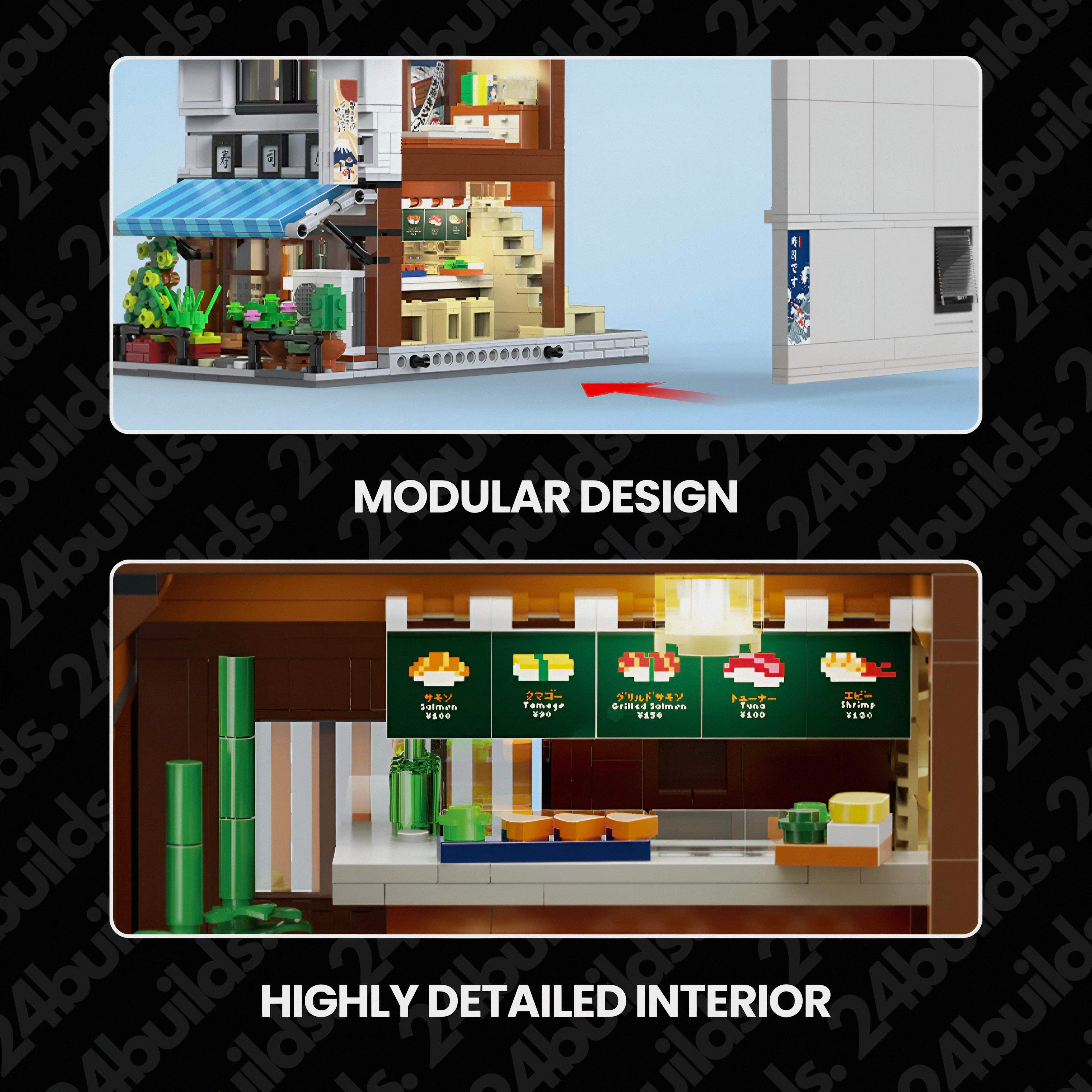 Brick MOC Japanese Sushi Shop | 1664pcs - Brick Car Merchant