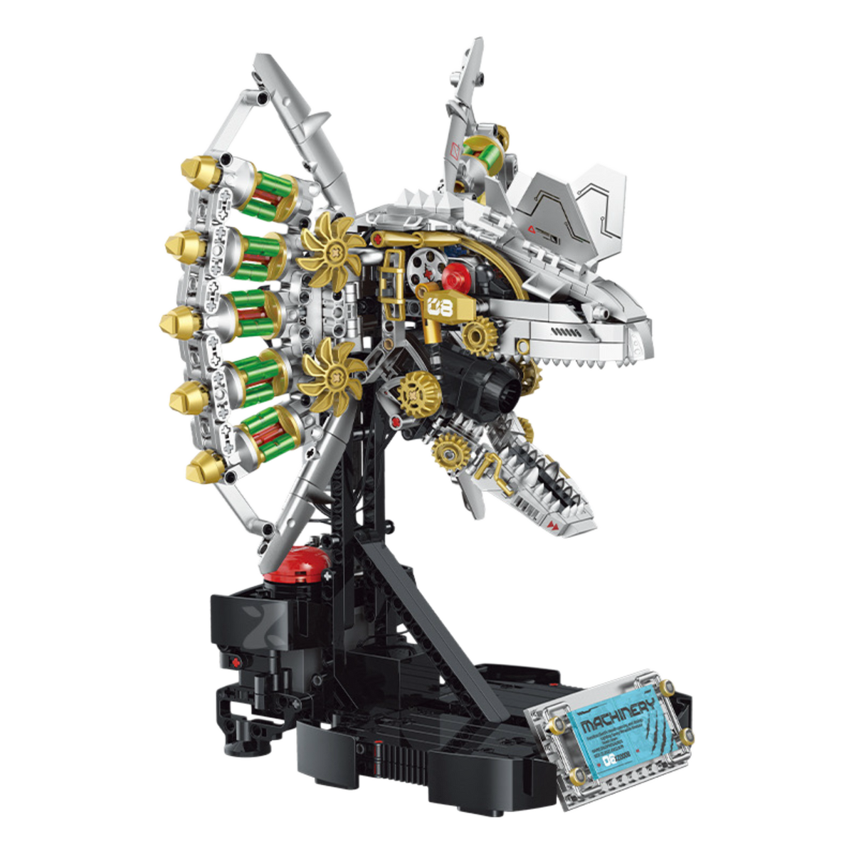 Brick MOC Steam Dilophosaurus Mechanical Skull | 953pcs - Brick Car Merchant