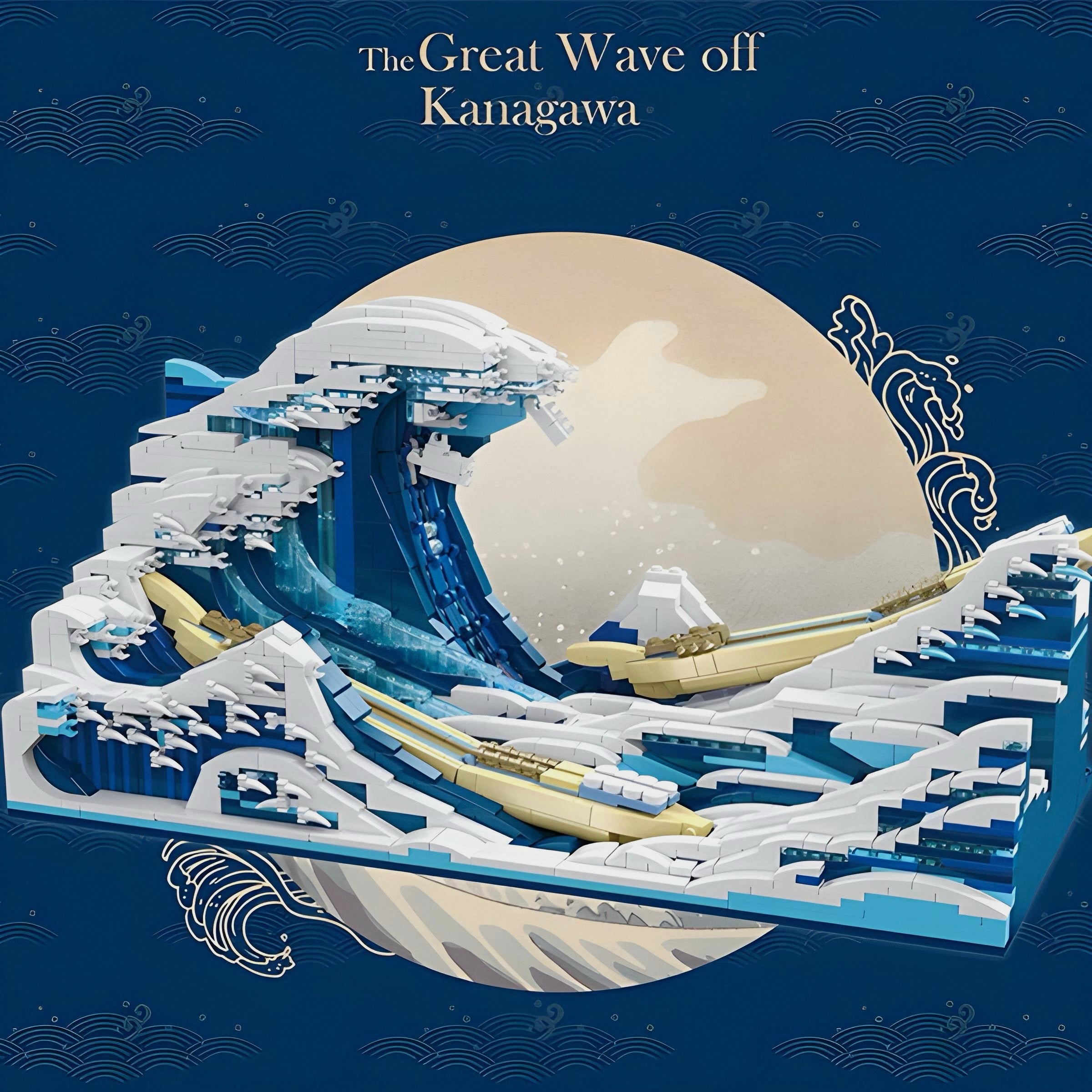 Brick MOC The Great Wave Of Kanawaga | 1832pcs - Brick Car Merchant