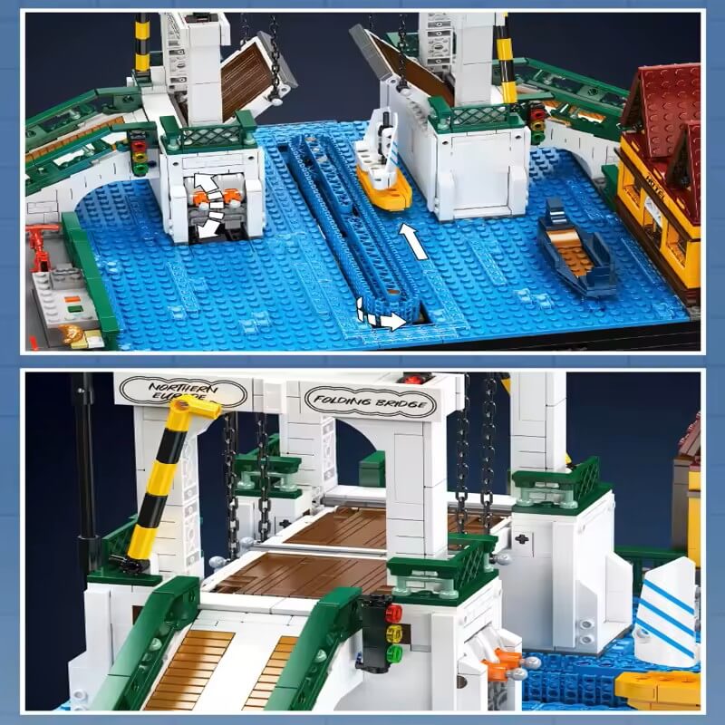 Brick MOC Motorized Nordic Drawbridge | 2065pcs - Brick Car Merchant