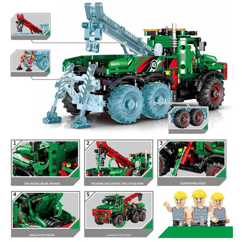 Brick MOC 6x6 Crane Construction Truck | 1135pcs - Brick Car Merchant
