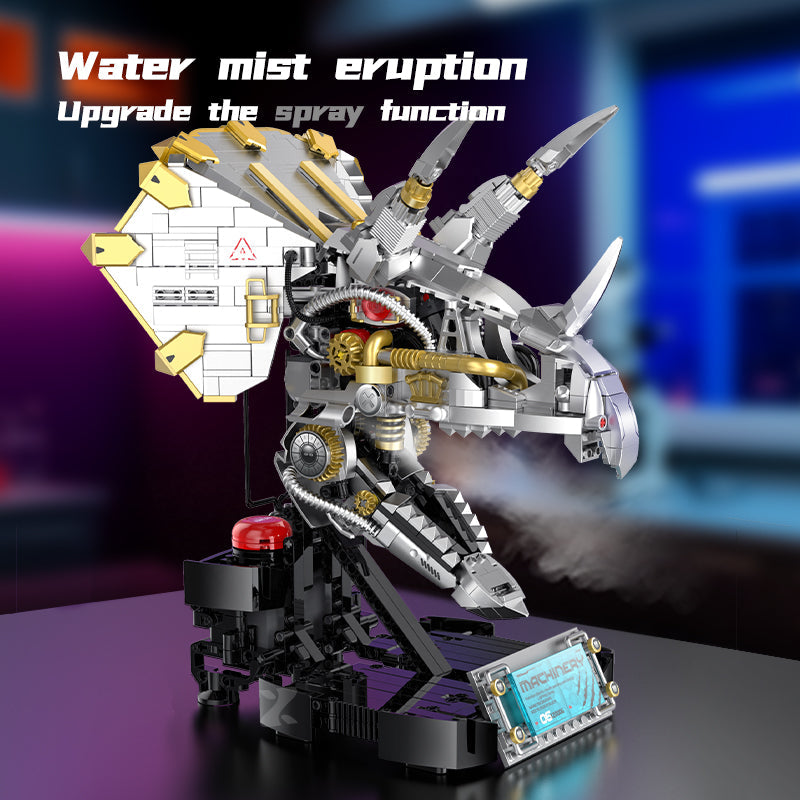 Brick MOC Steam Triceratops Mechanical Skull | 926pcs - Brick Car Merchant