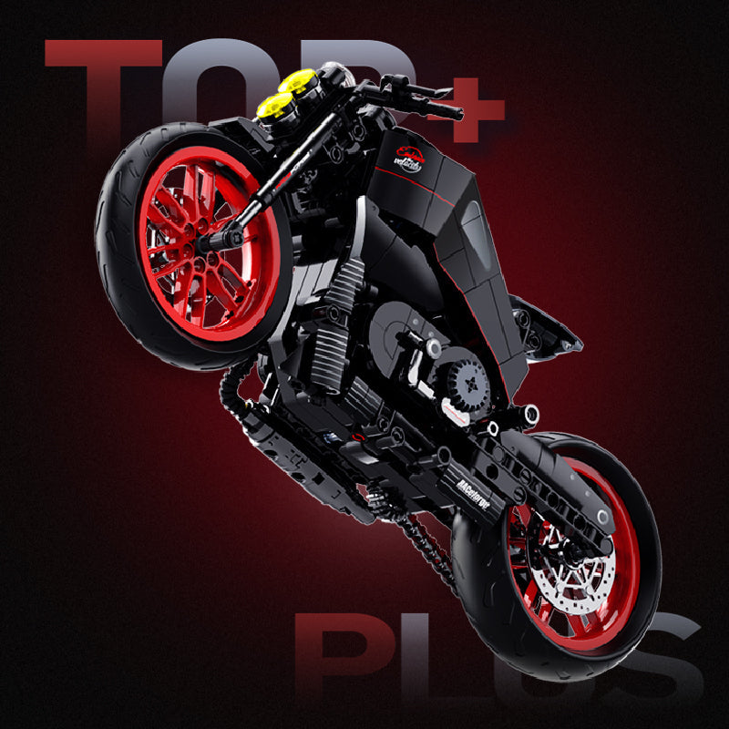 Brick MOC 1:8 Nightfire Custom V-Twin Drag Bike | 573pcs - Brick Car Merchant