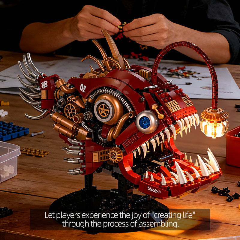 Brick MOC Abyss Lantern Mechanical Anglerfish | 1306pcs - Brick Car Merchant
