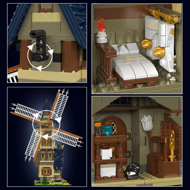 Brick MOC Middle Ages Windmill | 1583pcs - Brick Car Merchant