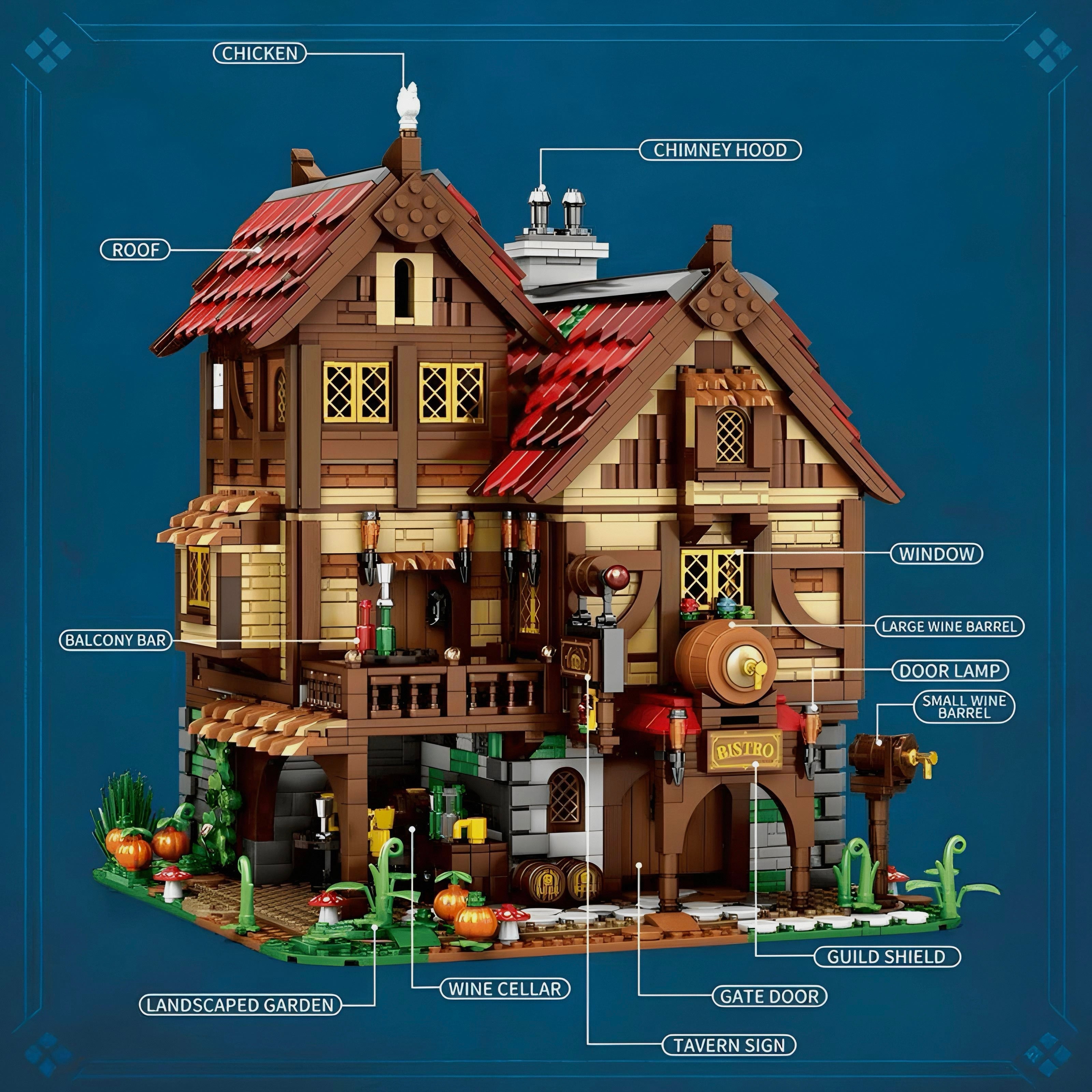 Brick MOC Medieval Bistro and Tavern | 2831pcs - Brick Car Merchant