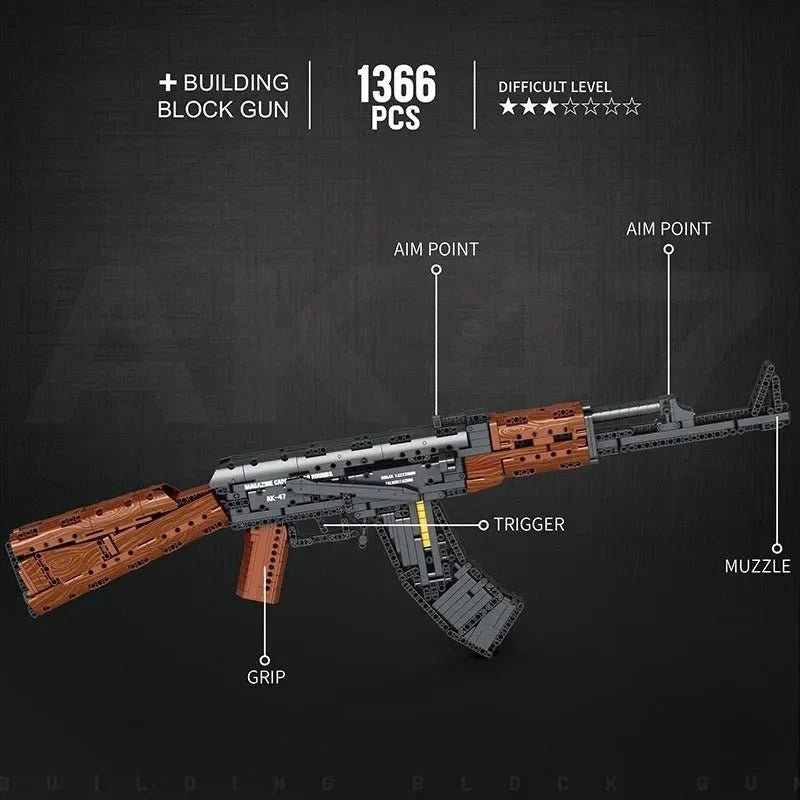 Brick MOC AK47 Assault Rifle V2 | 1366 pcs - Brick Car Merchant