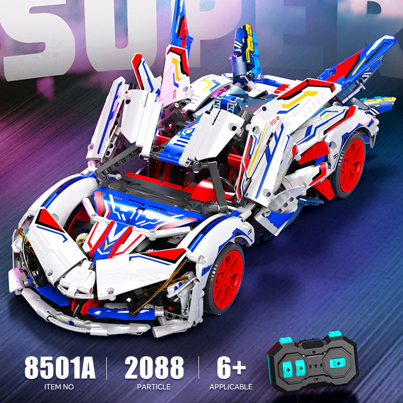 Brick MOC Apollo EVO Mini | Remote Control, Drift, Electrically deployable rear wing, 2088 Pcs - Brick Car Merchant
