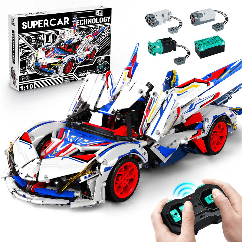 Brick MOC Apollo EVO Mini | Remote Control, Drift, Electrically deployable rear wing, 2088 Pcs - Brick Car Merchant