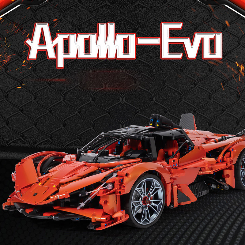 Brick MOC Apollo EVO Orange | Remote Control, Opening Features, Lifting Tail, Luminescent Headlights, 3785pcs - Brick Car Merchant