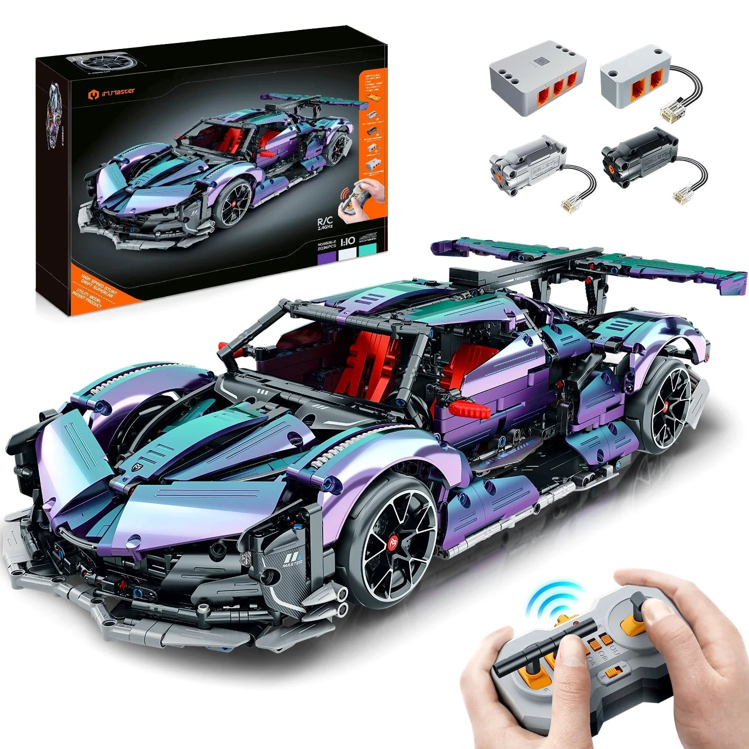Brick MOC Apollo IE Super Plated | Remote Control, Drift, Electric Gullwing Doors, 2443pcs - Brick Car Merchant