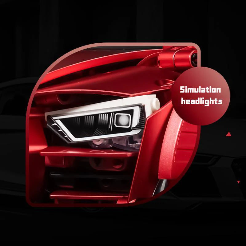 Brick MOC Audi R8 Red | Remote Control, Opening Features, Large Racing Wing, 2641 pcs - Brick Car Merchant