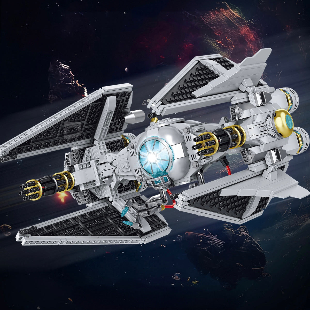 Ghostwing Space Interceptor building kit - detail view 2 - Brick Car Merchant