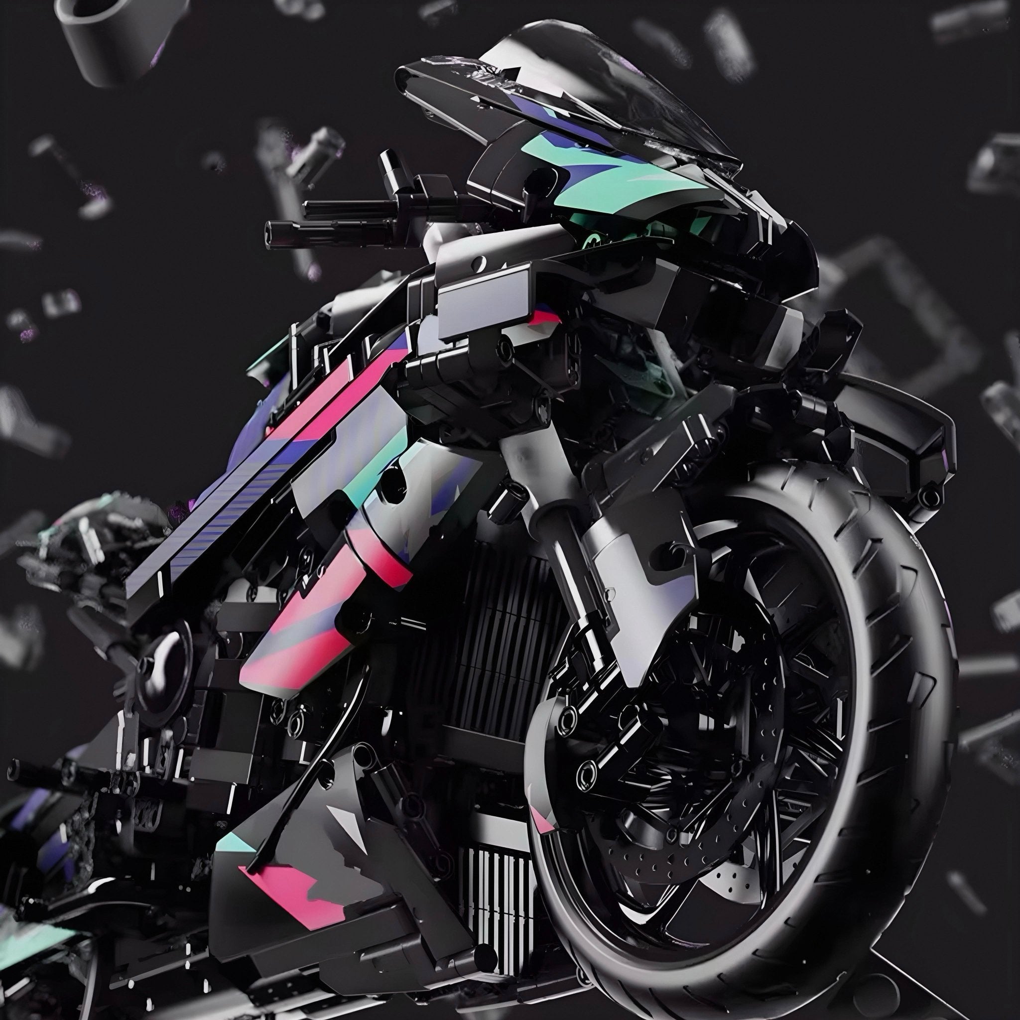 Brick MOC BMW S1000RR Cyberpunk | 2078pcs - Brick Car Merchant