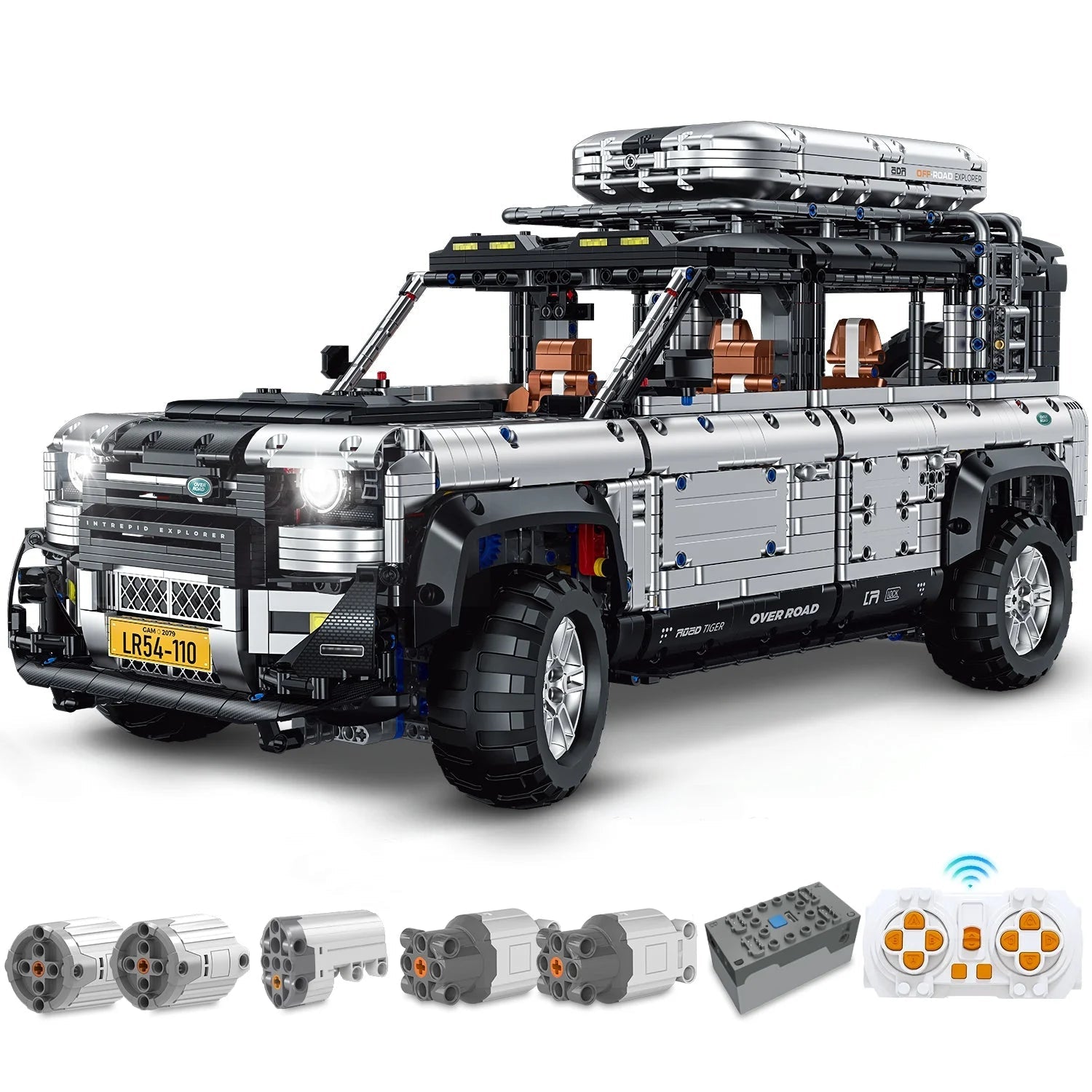 Brick MOC British Defender | Remote Control, Front and Rear Suspension, Opening Features, 5268 pcs - Brick Car Merchant