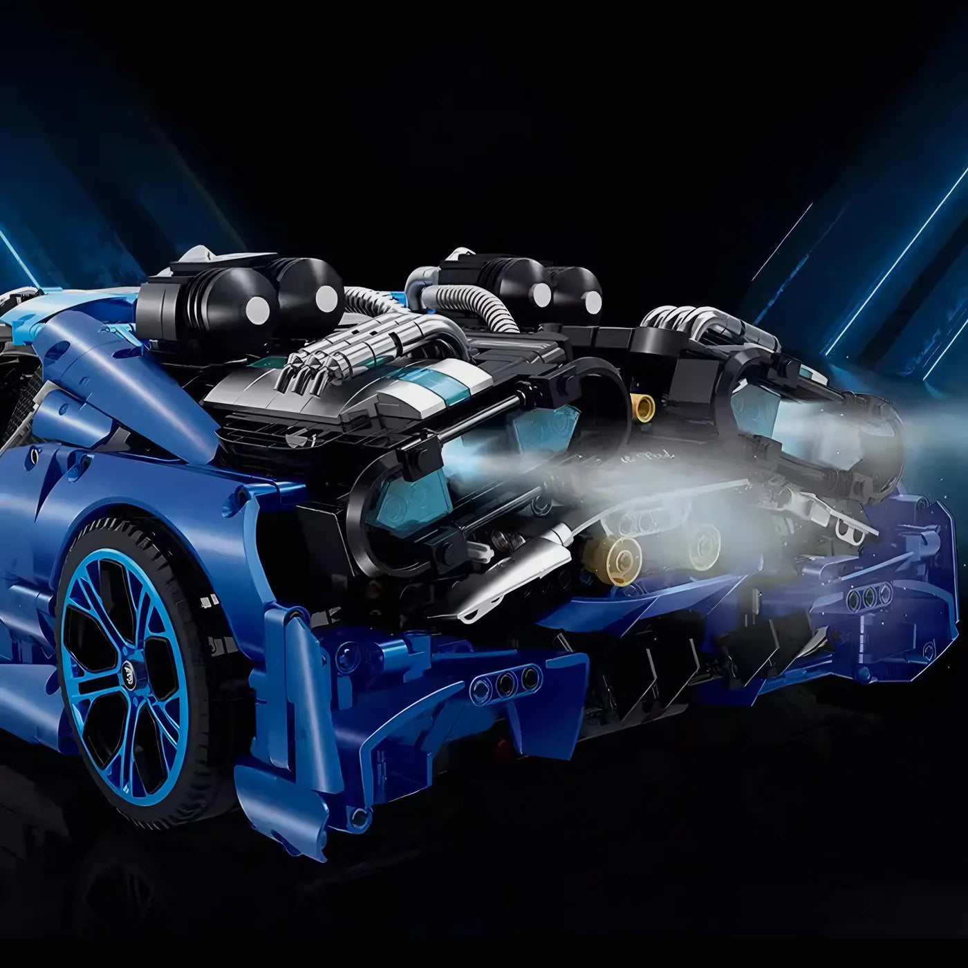 Brick MOC Bugatti Chiron 'Jet Edition' | Steering, Front and Rear Suspension, Opening Features, Multi Speed Manual Gearbox with Gear Shift, 3686 pcs - Brick Car Merchant