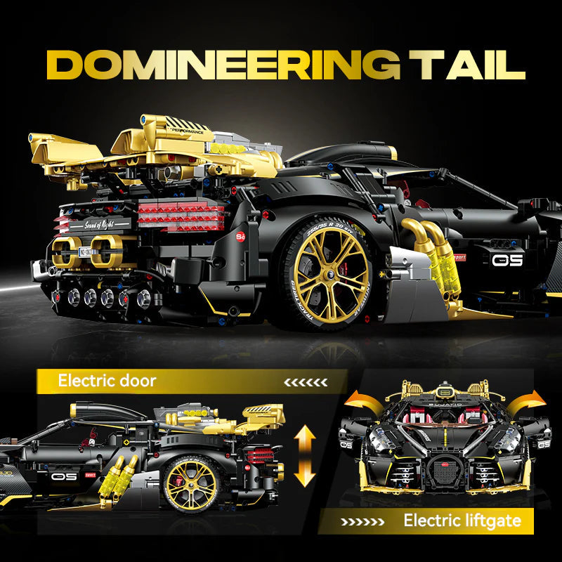 Brick MOC Bugatti Special Edition | Remote Control, Electric Doors, Electric Suspension, Steam Spray System, 4368pcs - Brick Car Merchant