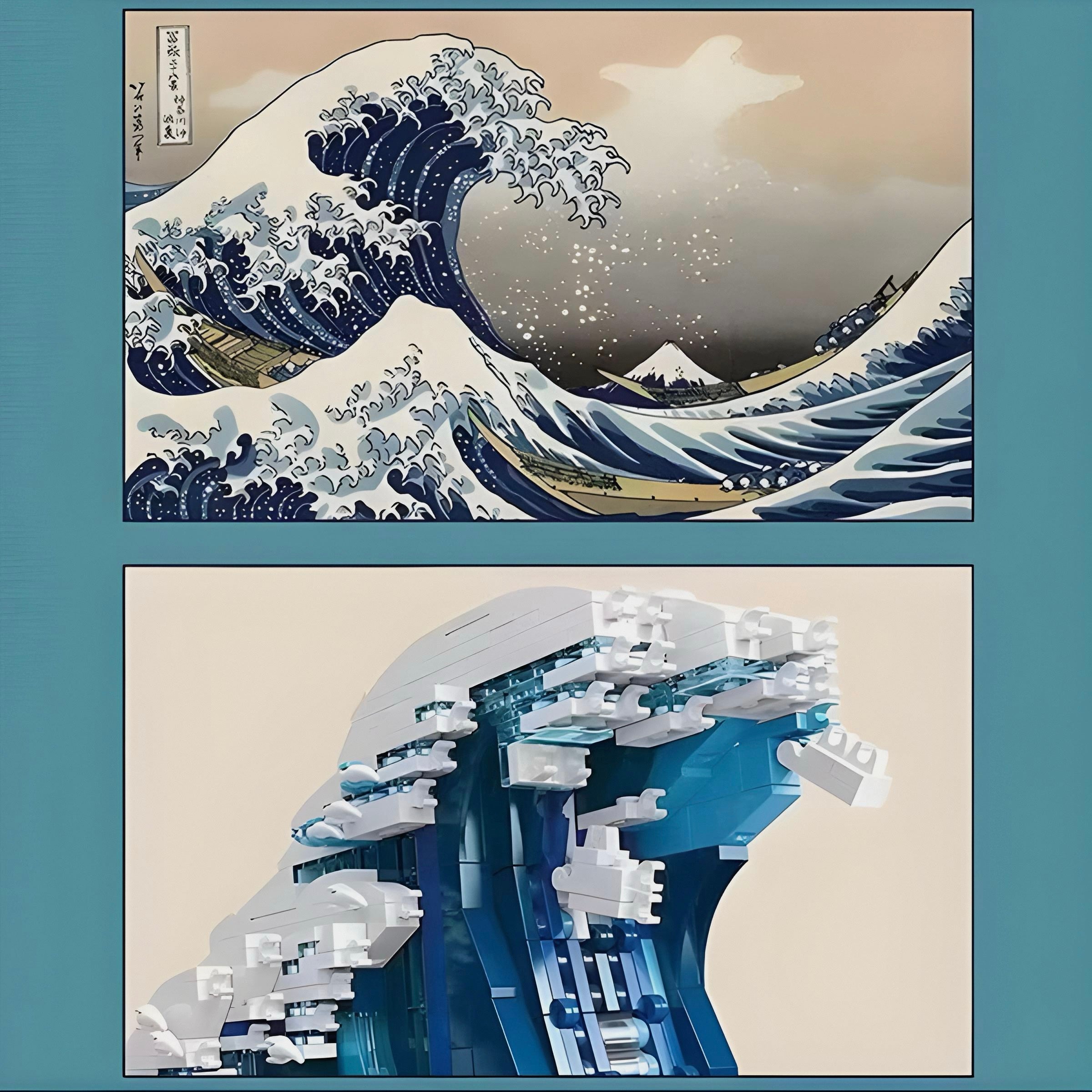 Brick MOC The Great Wave Of Kanawaga | 1832pcs - Brick Car Merchant