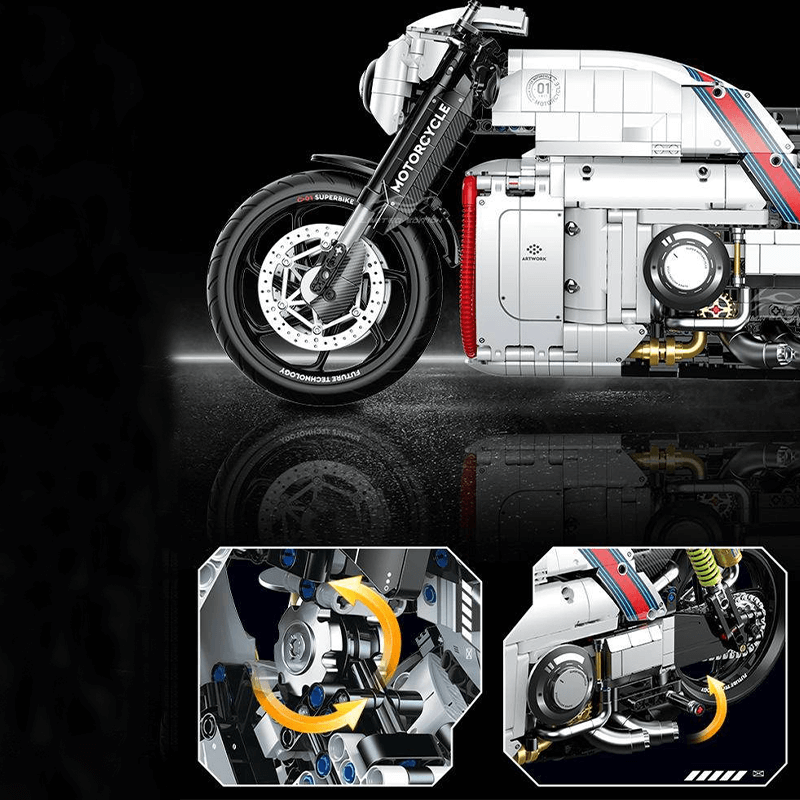 Brick MOC Cyberpunk Mecha Sport Bike | 2615pcs - Brick Car Merchant