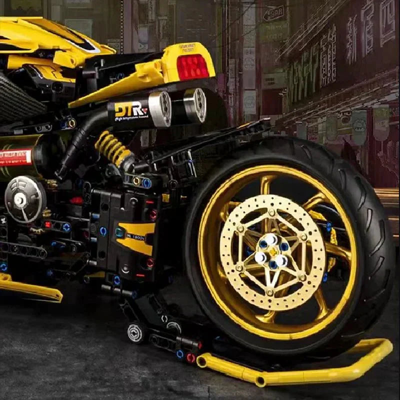 Brick MOC Cyberpunk Neon Street Bike | 1981pcs - Brick Car Merchant