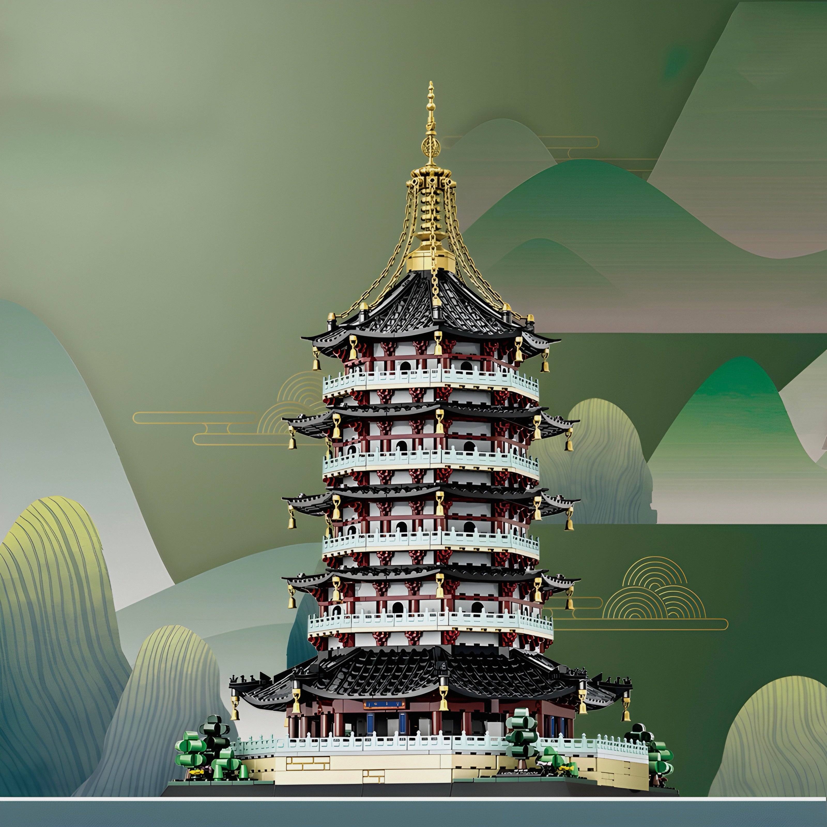 Brick MOC Leifeng Pagoda | 1498pcs - Brick Car Merchant