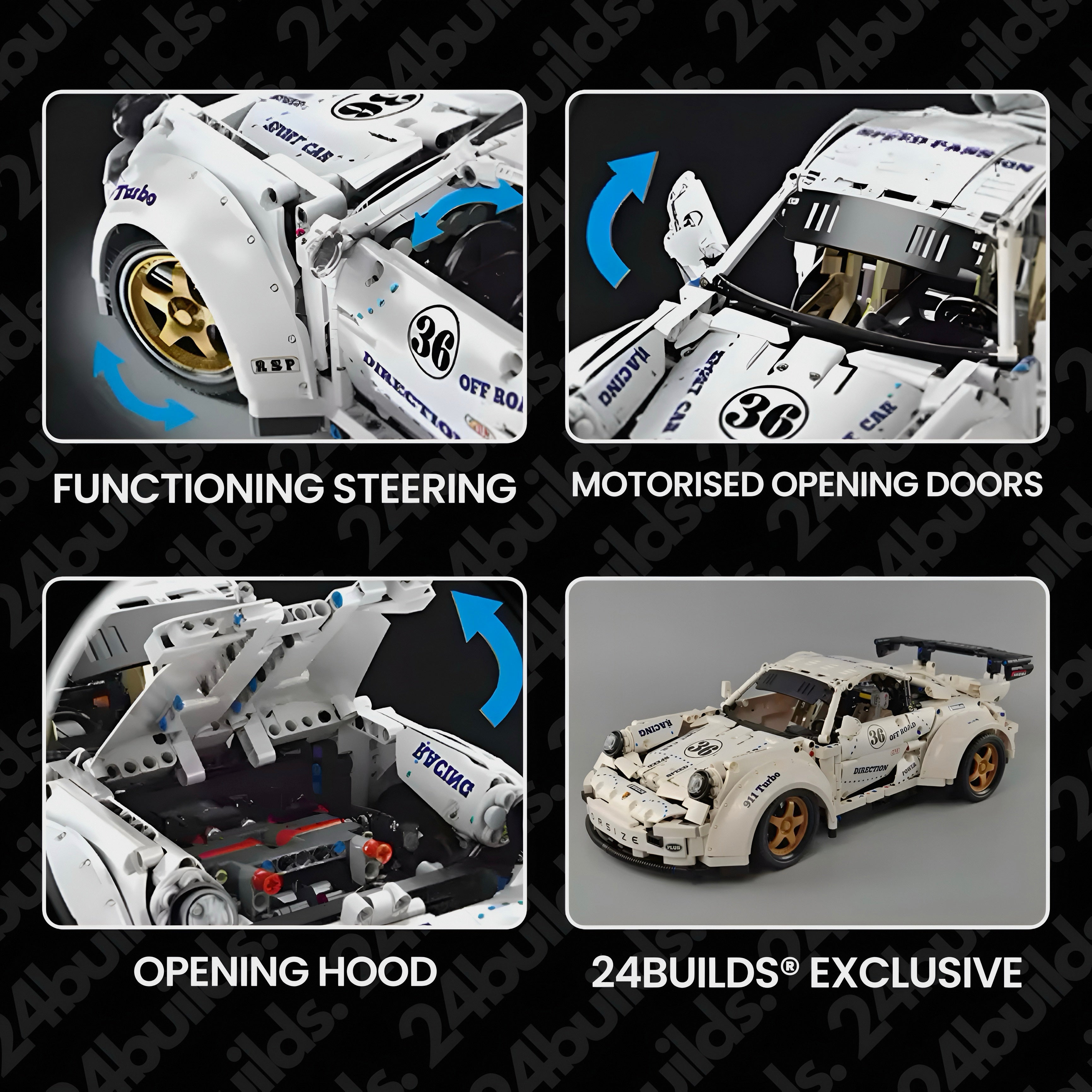 Brick MOC Remote Controlled German Widebody GT Racer - Brick Car Merchant