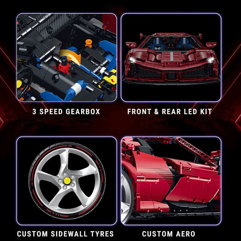 Brick MOC Ferrari SF90 | Remote Control, Electric Air Suspension, Electric Door, 3982 pcs - Brick Car Merchant