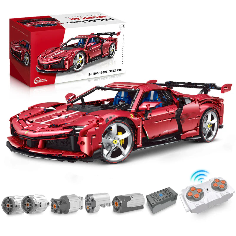Brick MOC Ferrari SF90 | Remote Control, Electric Air Suspension, Electric Door, 3982 pcs - Brick Car Merchant
